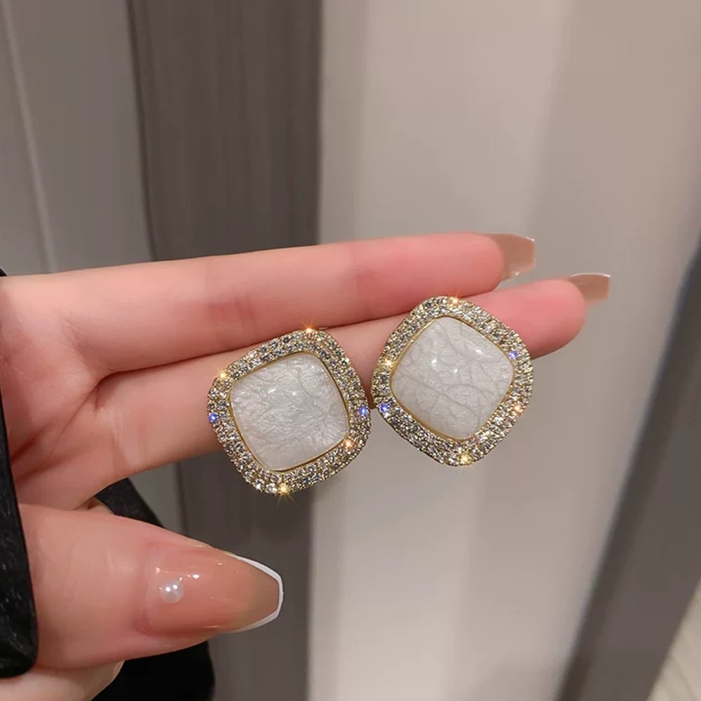 Marbled Square Earrings